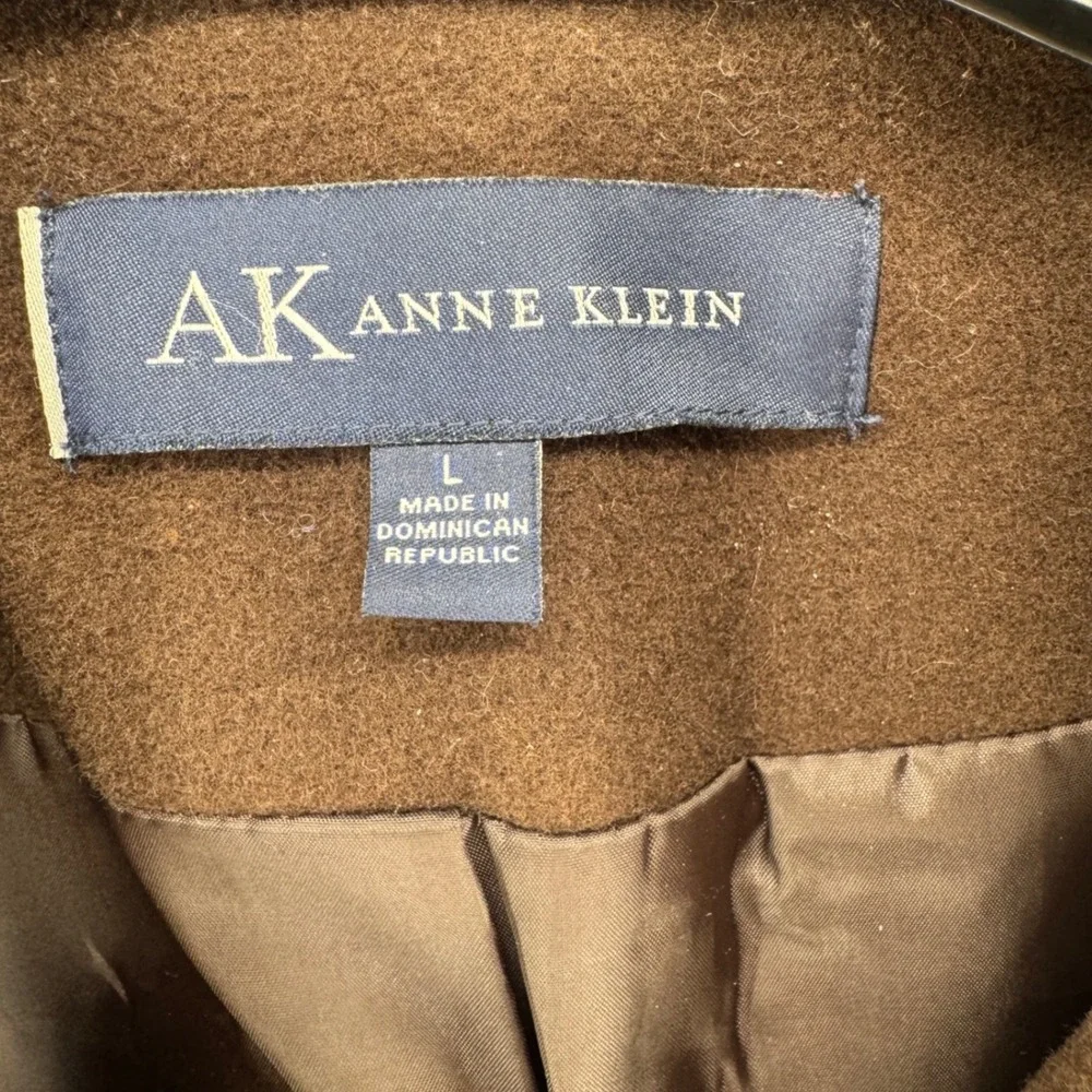 Anne Klein Womens Brown Wool Blend Double Breasted Pea Coat‎ Jacket Size L